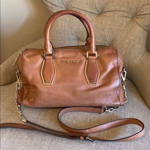 Michael Kors Brown Cognac Leather Barrel Satchel